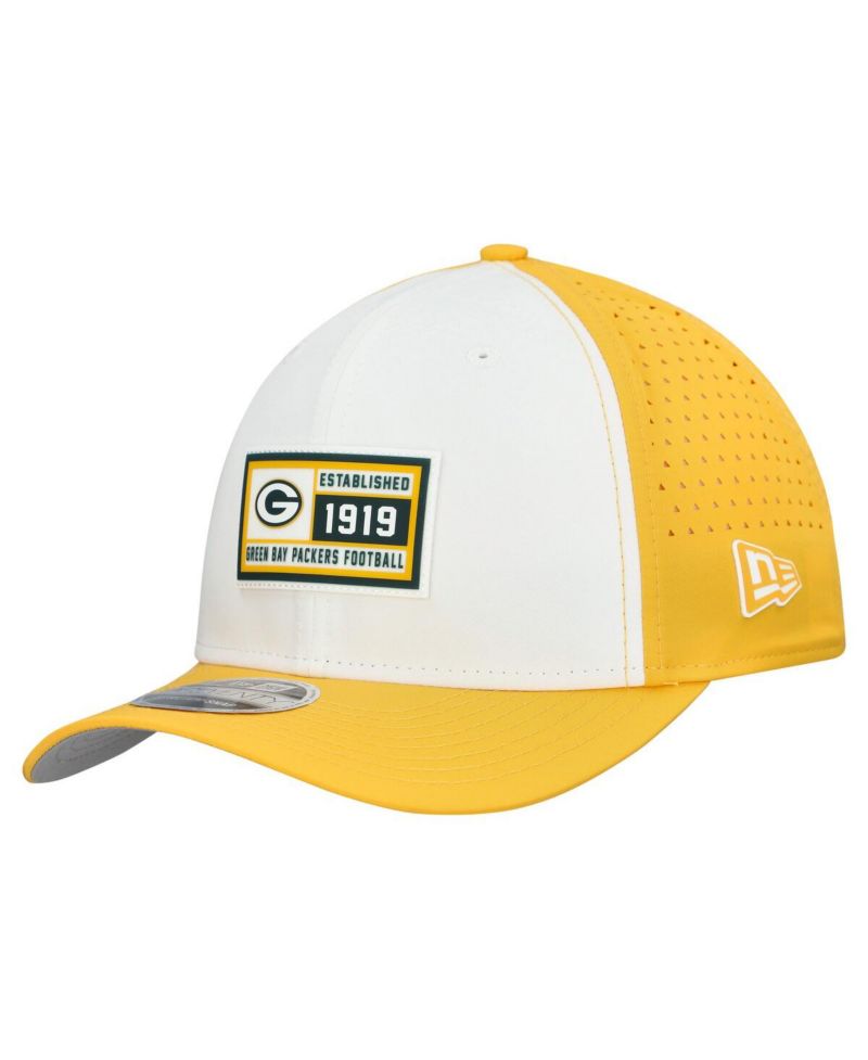 Men's White/Gold Green Bay Packers Established Patch 9SEVENTY Adjustable Hat