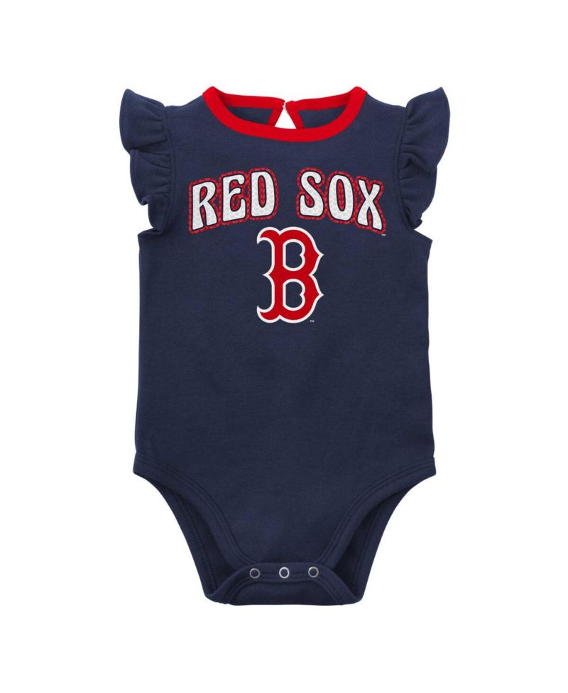 Newborn and Infant Boys and Girls Navy, Heather Gray Boston Red Sox Little Fan Two-Pack Bodysuit Set