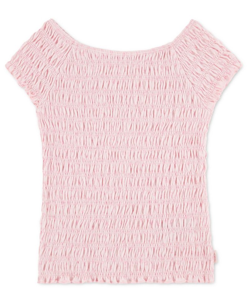 Girls' 5-16 Smocked Short-Sleeve Top