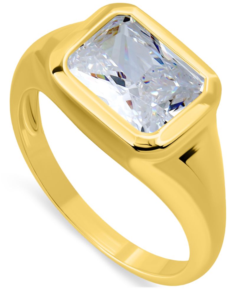 Cubic Zirconia Bezel Solitaire Ring in Sterling Silver, Exclusively at Macy's (Also Available in 18k Gold-Plated Sterling Silver)