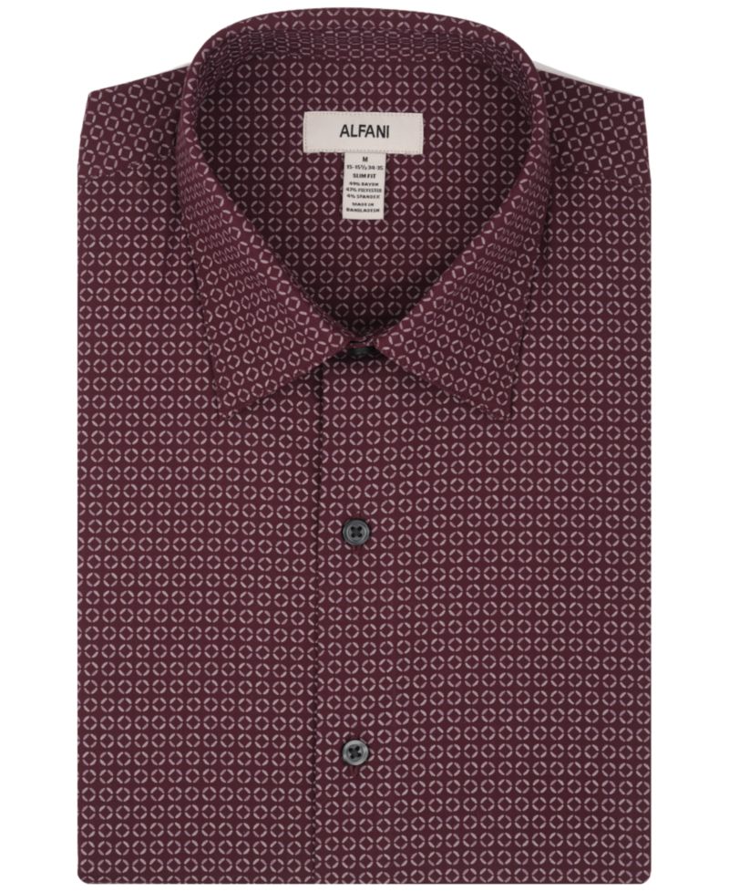 Men's Slim-Fit Spread Collar Dress Shirt