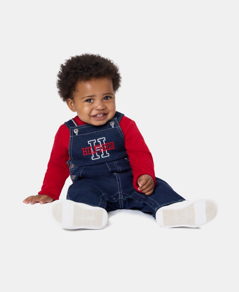 Baby Boys' Denim Overalls and Long-Sleeve Bodysuit, 2-Piece Set