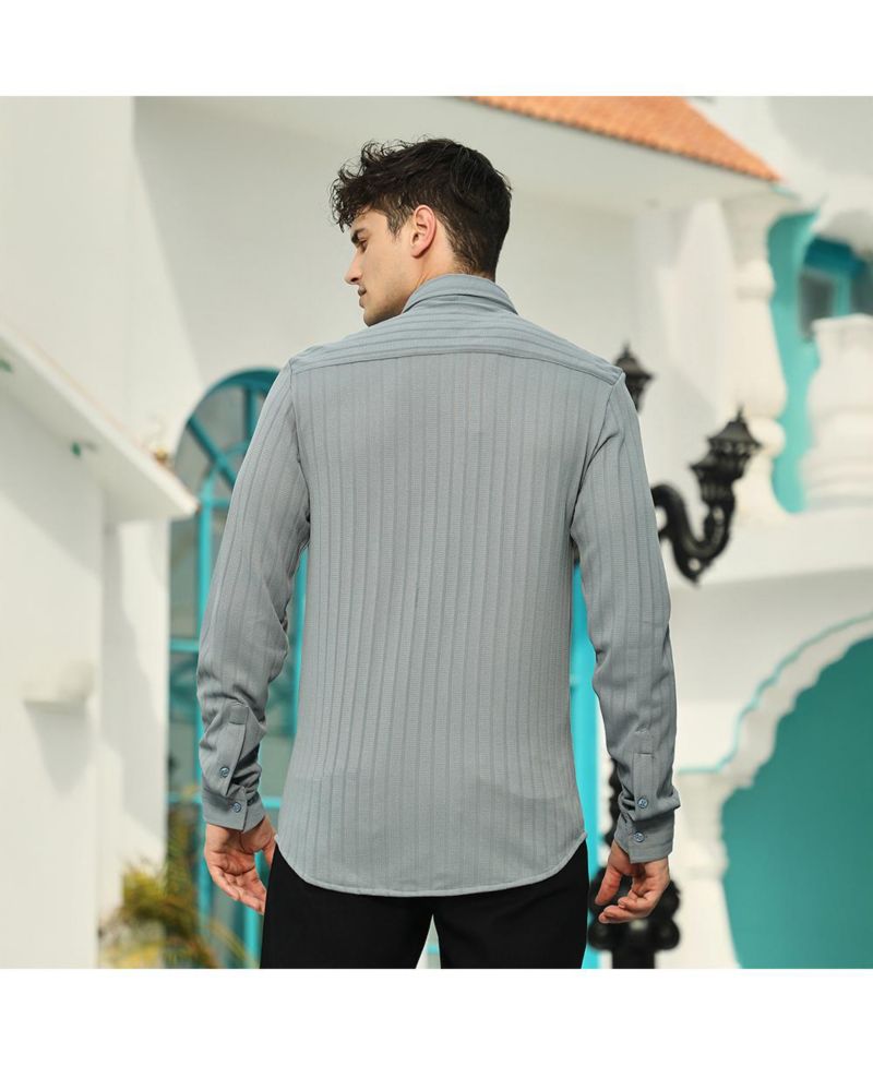 Men's Coin Grey Chevron-Panel Tactile Shirt