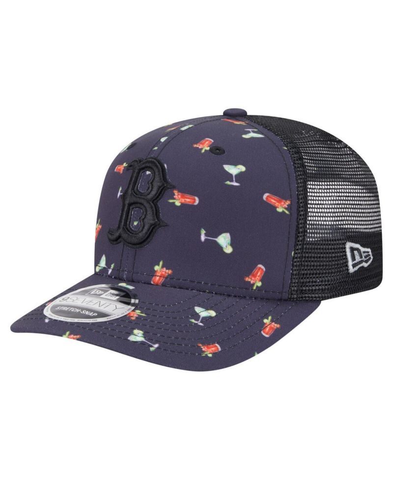 Men's Black Boston Red Sox Adventure Drinks Pattern 9SEVENTY Stretch-Snap Hat