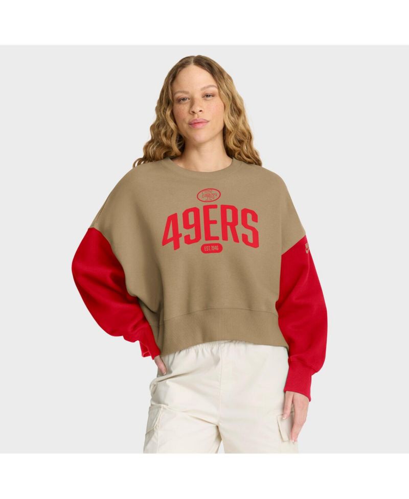 Women's Tan San Francisco 49ers Oversized Rewind Pullover Sweatshirt