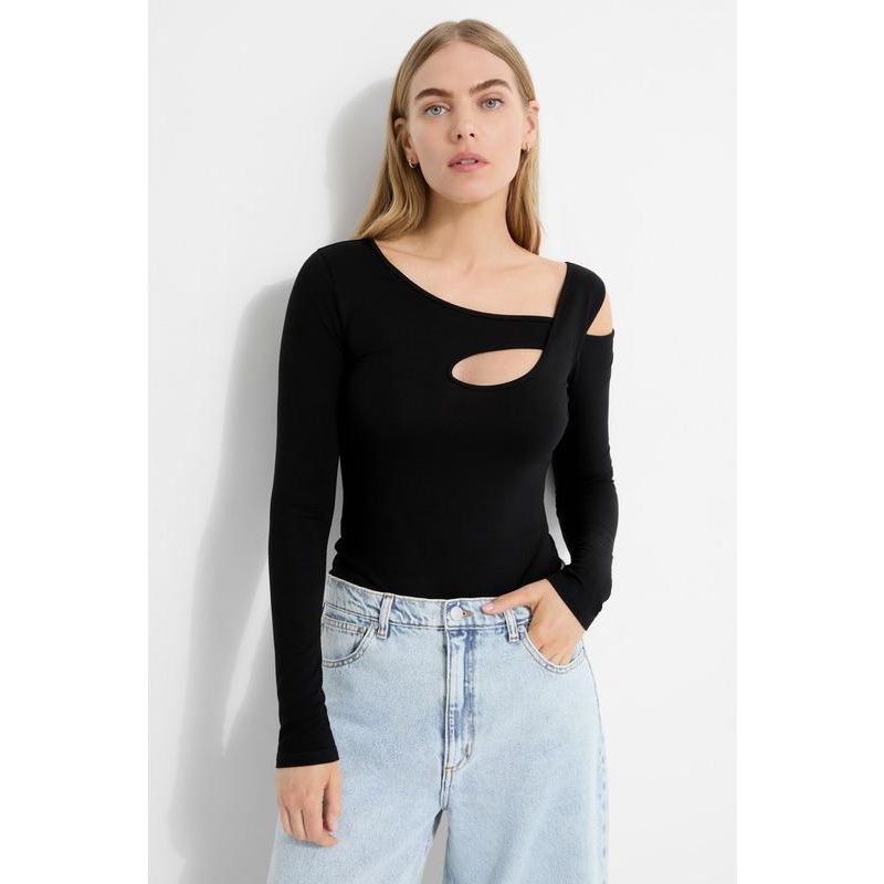 Women's Lotte Long-Sleeve Jersey Top with Front and Back Oval Cutouts