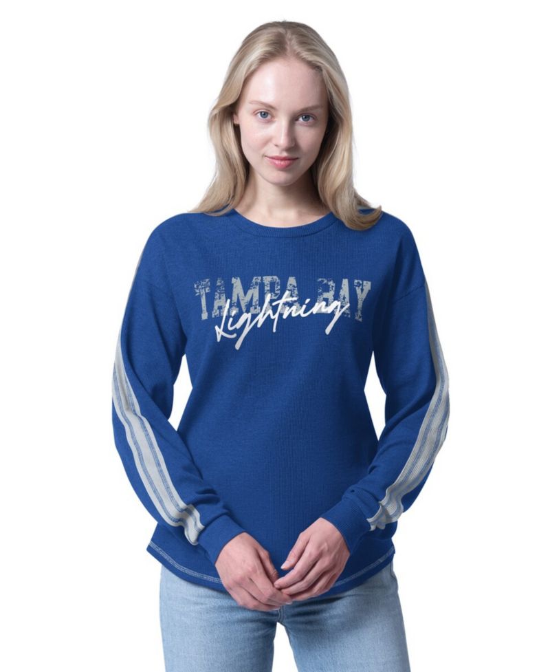 Women's Blue Tampa Bay Lightning Advantage Thermal Long-Sleeve Tri-Blend T-Shirt