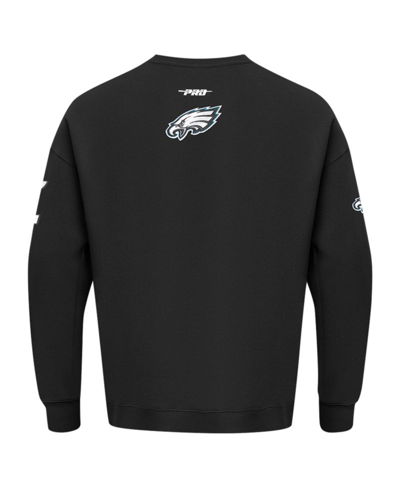 Men's Black Philadelphia Eagles Turn It Up Drop Shoulder Pullover Sweatshirt