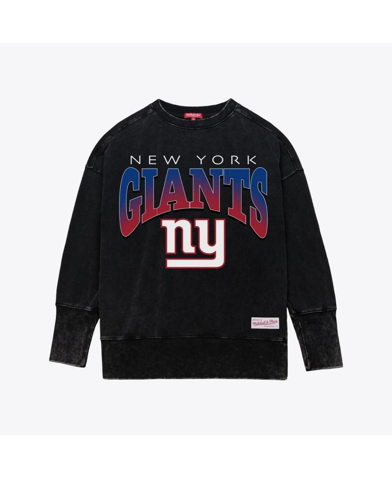 Women's Black New York Giants Delineate Mineral Wash Crewneck Sweatshirt