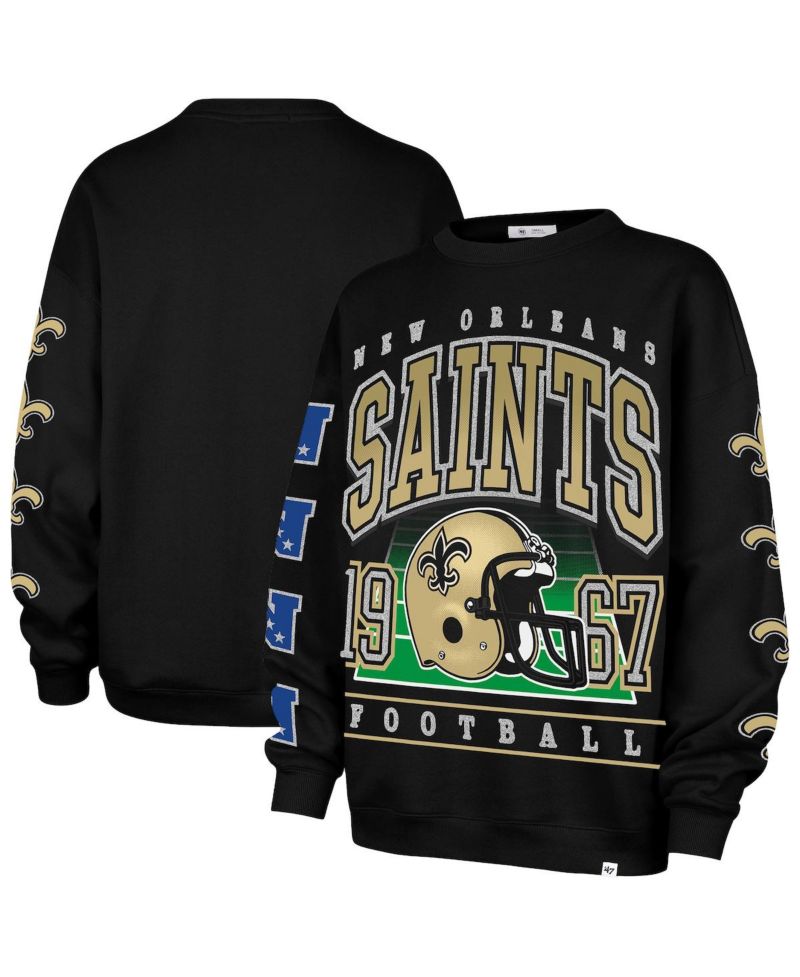 Women's Black New Orleans Saints Go Big Oversized Pullover Sweatshirt