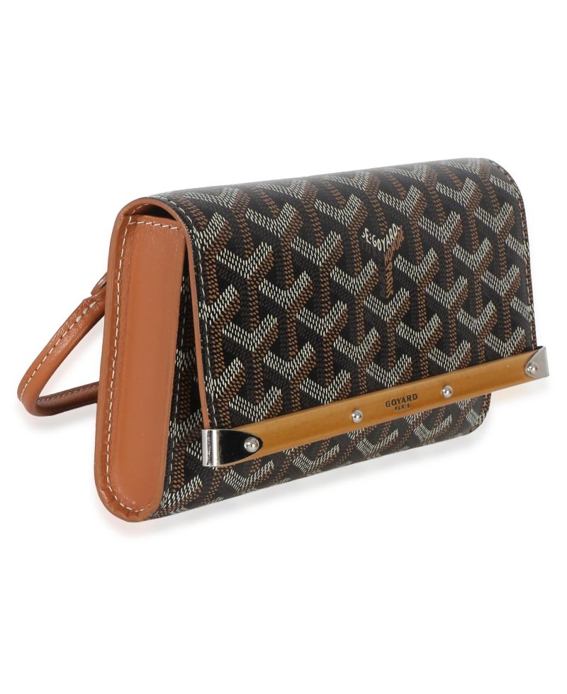Pre-Owned Goyard Gold Black Goyardine Monte Carlo Mini Clutch