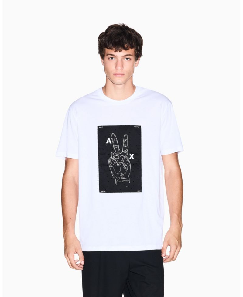 Men's Night Lab Peace Sign Embellished T-Shirt