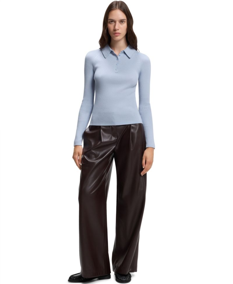 BOSS by Women's Wool Fitted Polo Sweater