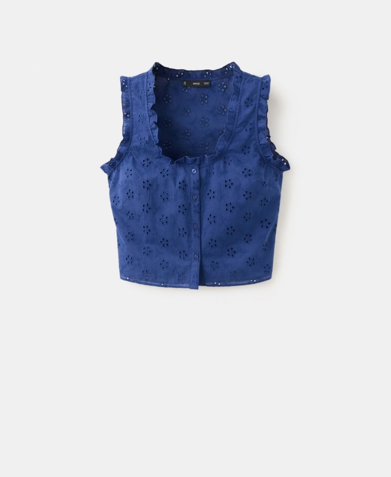 Women's Openwork Embroidery Cotton Blouse