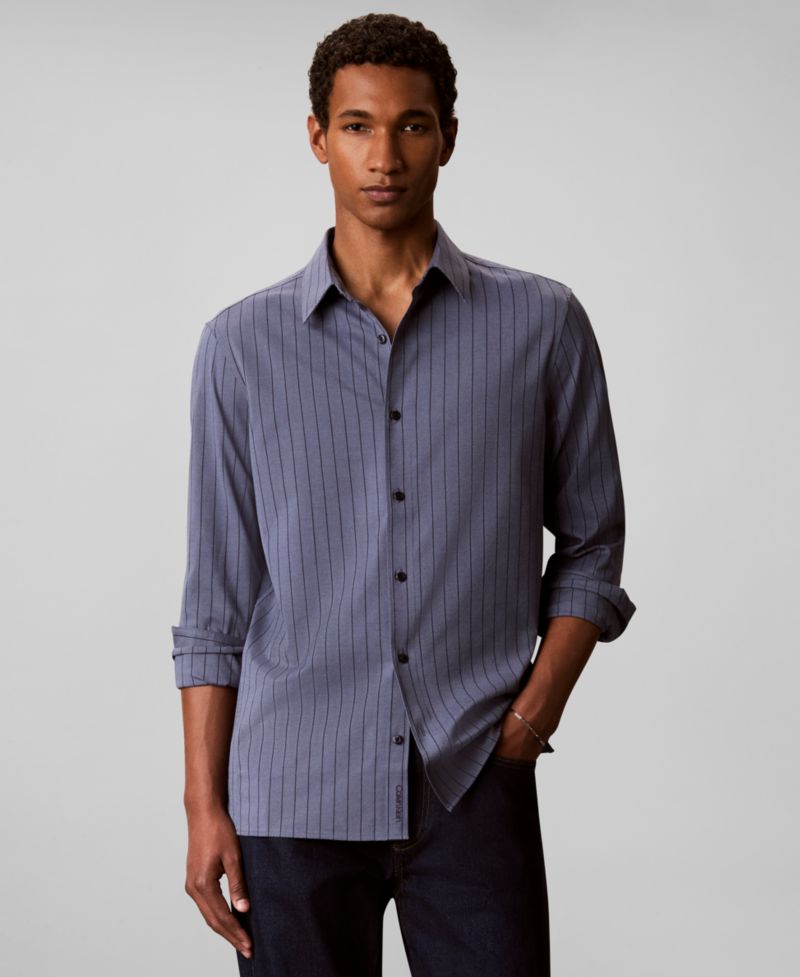 Men's Pinstripe Classic Long-Sleeve Shirt