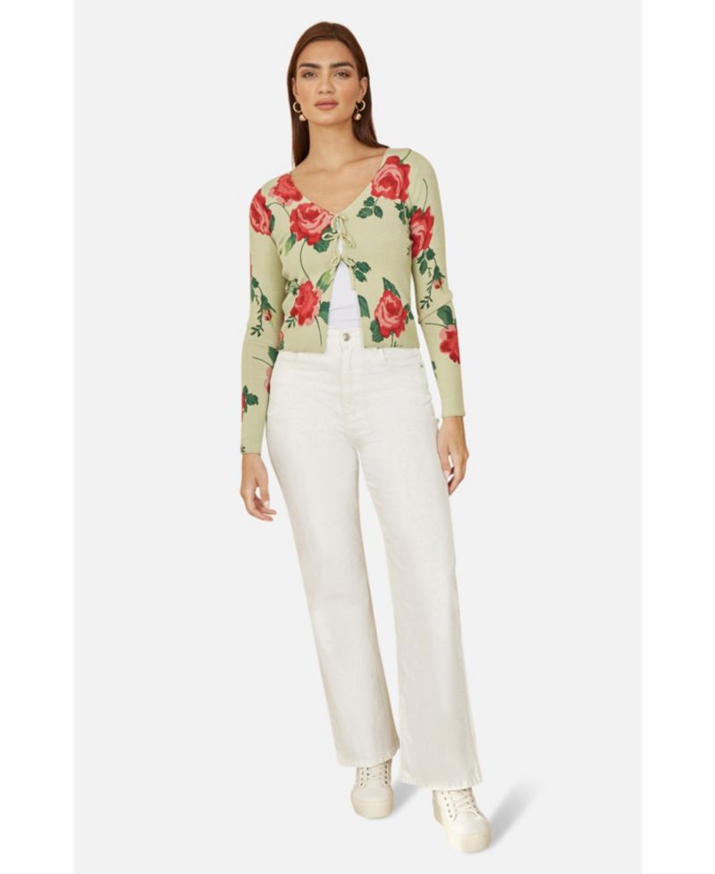 Women's Long Sleeve V-Neck Tie Front Cardigan