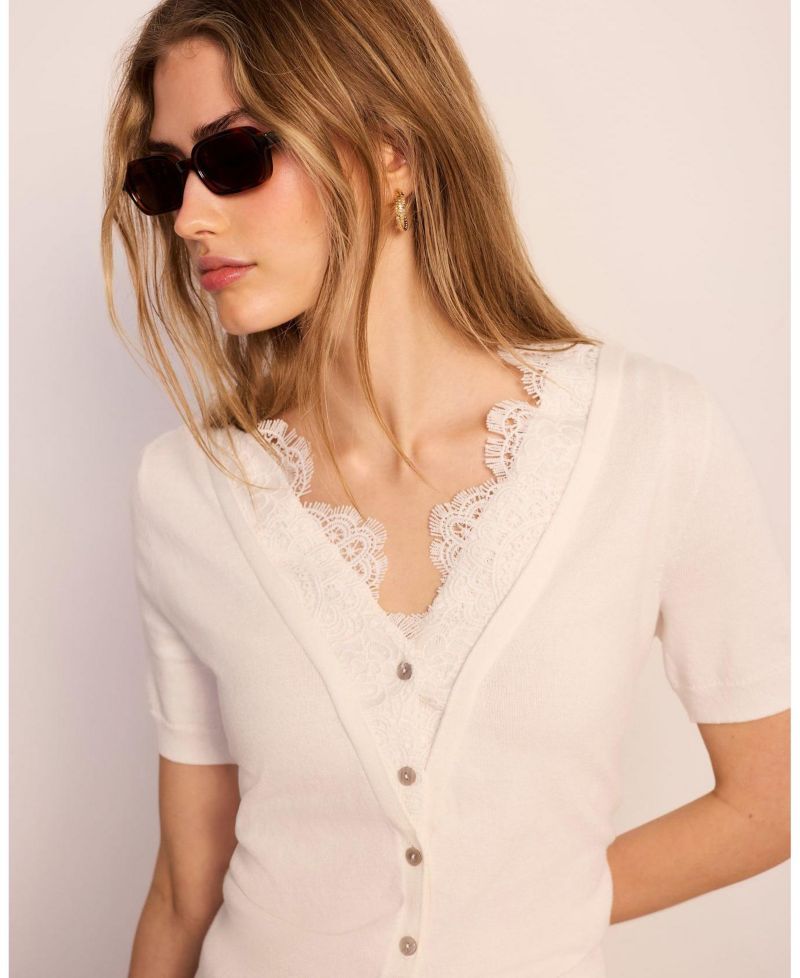 Women's Cotton Lace Trim Top