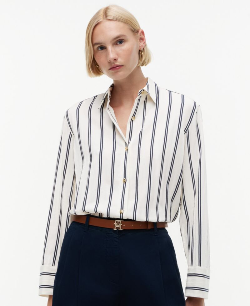 Women's Linen Nautical Stripe Shirt