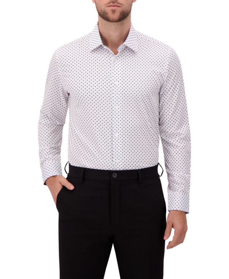 Men's 4-Way Geometric-Print Button-Front Woven Dress Shirt