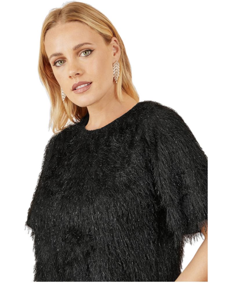 Women's Lurex Fringe Relaxed Fit Top