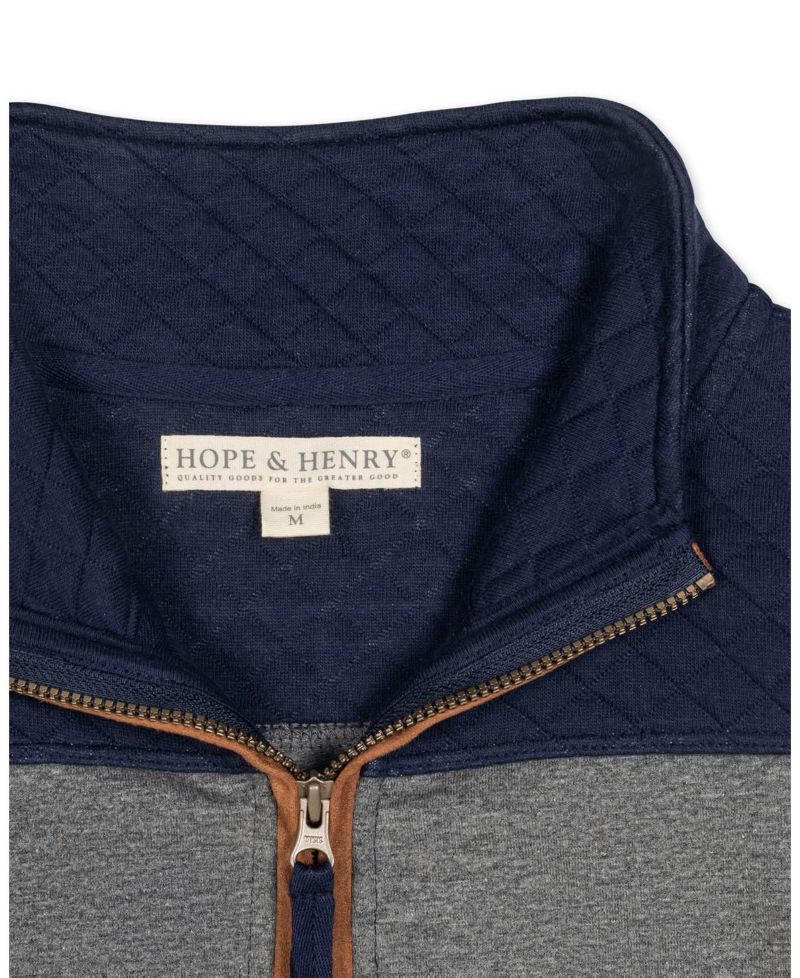Hope and Henry Little and Big Boys' Organic Long Sleeve French Terry Half-Zip Pullover