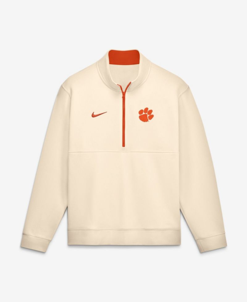 Men's Cream Clemson Tigers Primetime Club Fleece Half-Zip Pullover