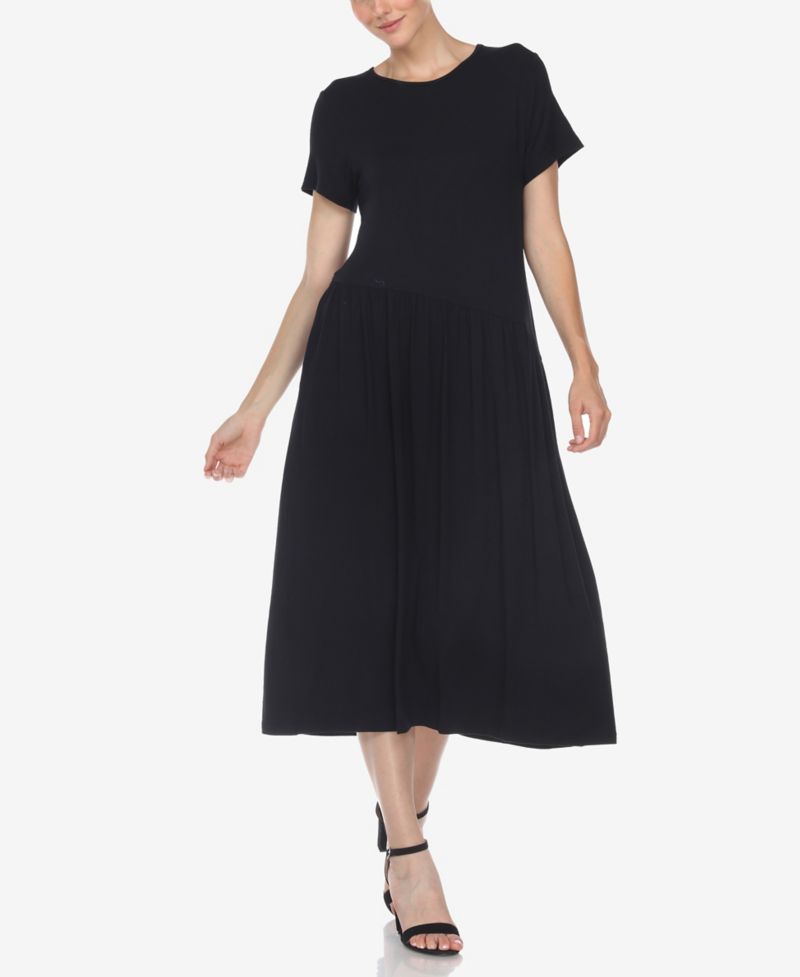 Women's Short Sleeve Asymmetrical Waist Maxi Dress