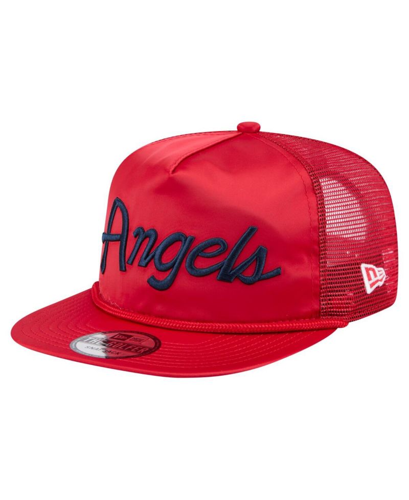 Men's Red Los Angeles Angels Retro Satin Script Golfer Adjustable Hat
