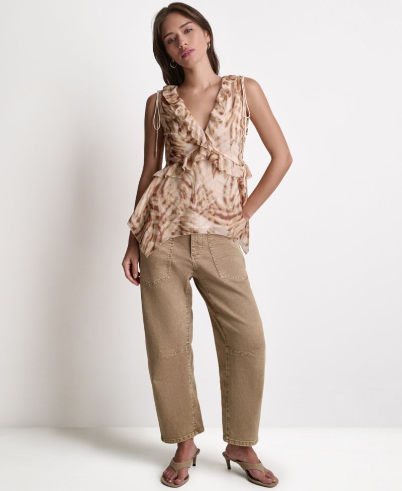 Women's Printed Deep V-Neck Top