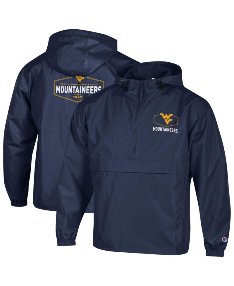 Men's Navy West Virginia Mountaineers Delay Packable Half-Zip Jacket