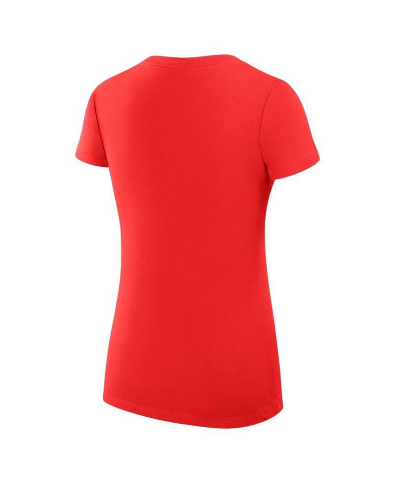 Women's Red Atlanta Braves Super-Slim Fit Lightweight Team Logo Graphic V-Neck T-Shirt