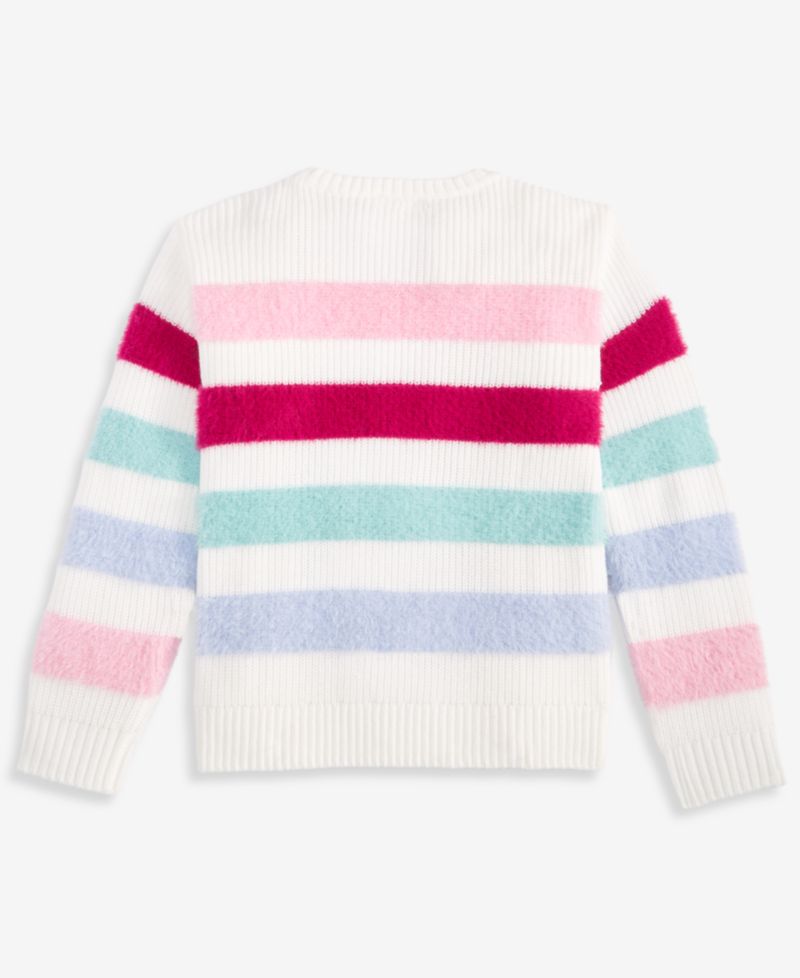 Girls' XS-XL Crewneck Feather-Stripe Sweater