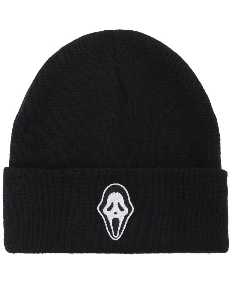 Men's Embroidered Face Logo On Black Cuff Beanie