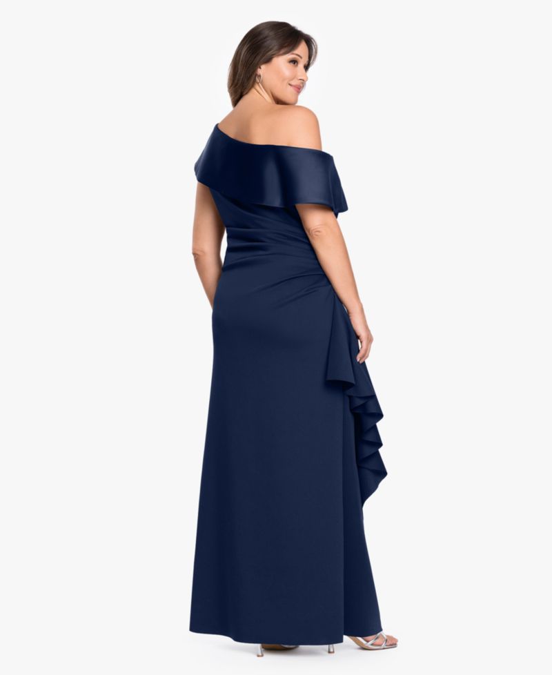 Plus Size Asymmetrical Off-The-Shoulder Ball Gown