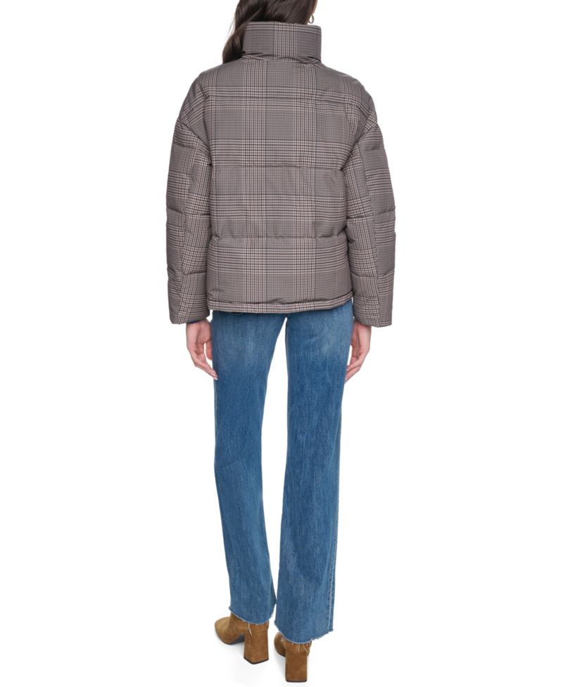 Women's Heritage Plaid Puffer Jacket with Stand Collar