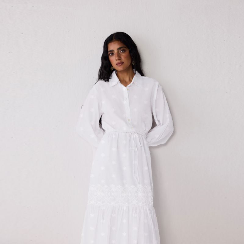 Women's Embroidered Flowy Tiered Maxi Dress