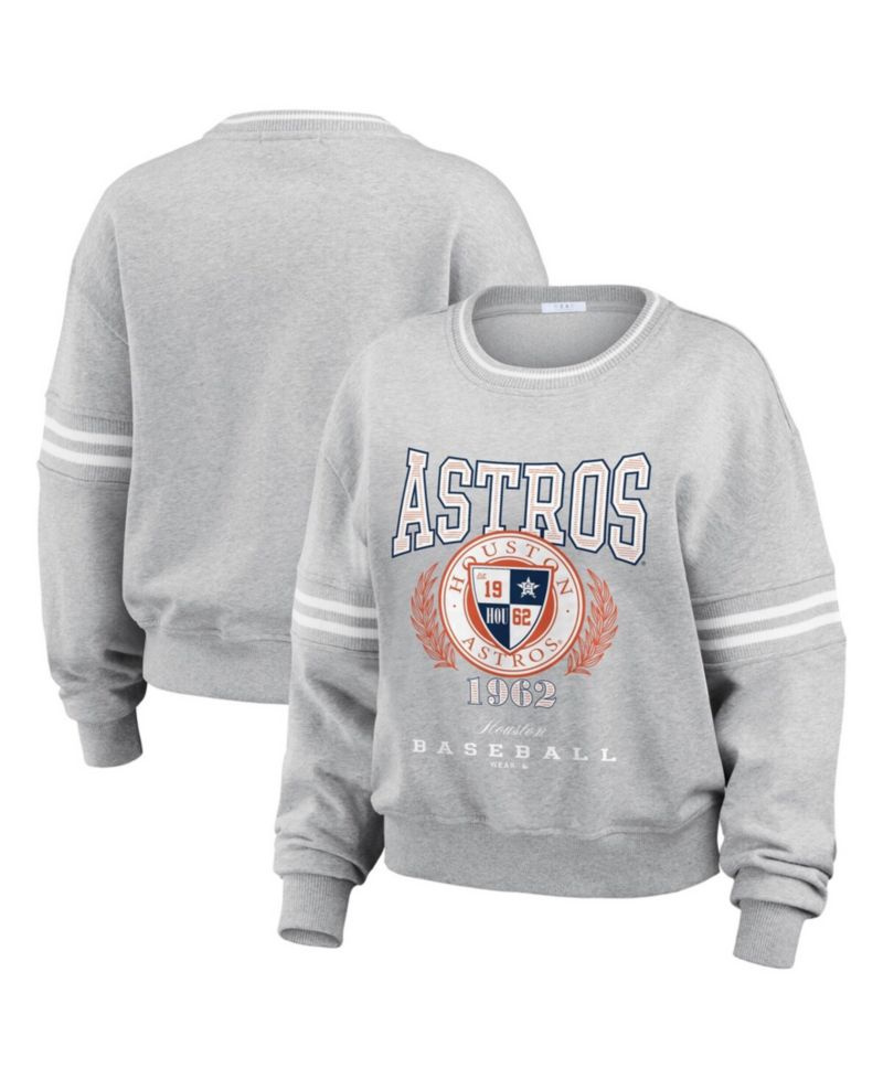 Women's Heather Gray Houston Astros Domestic Crest Pullover Sweatshirt