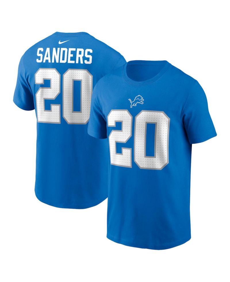 Men's Barry Sanders Blue Detroit Lions Retired Player Name & Number T-Shirt