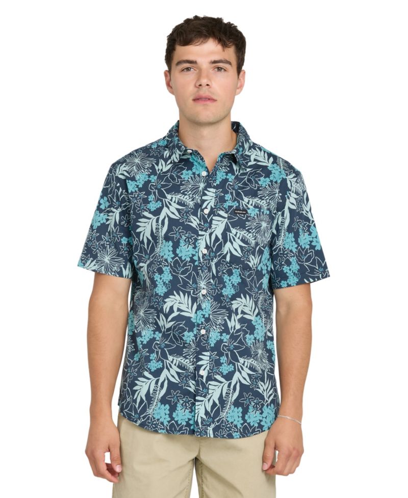 Men's Tropical Floral Print Short-Sleeve Shirt