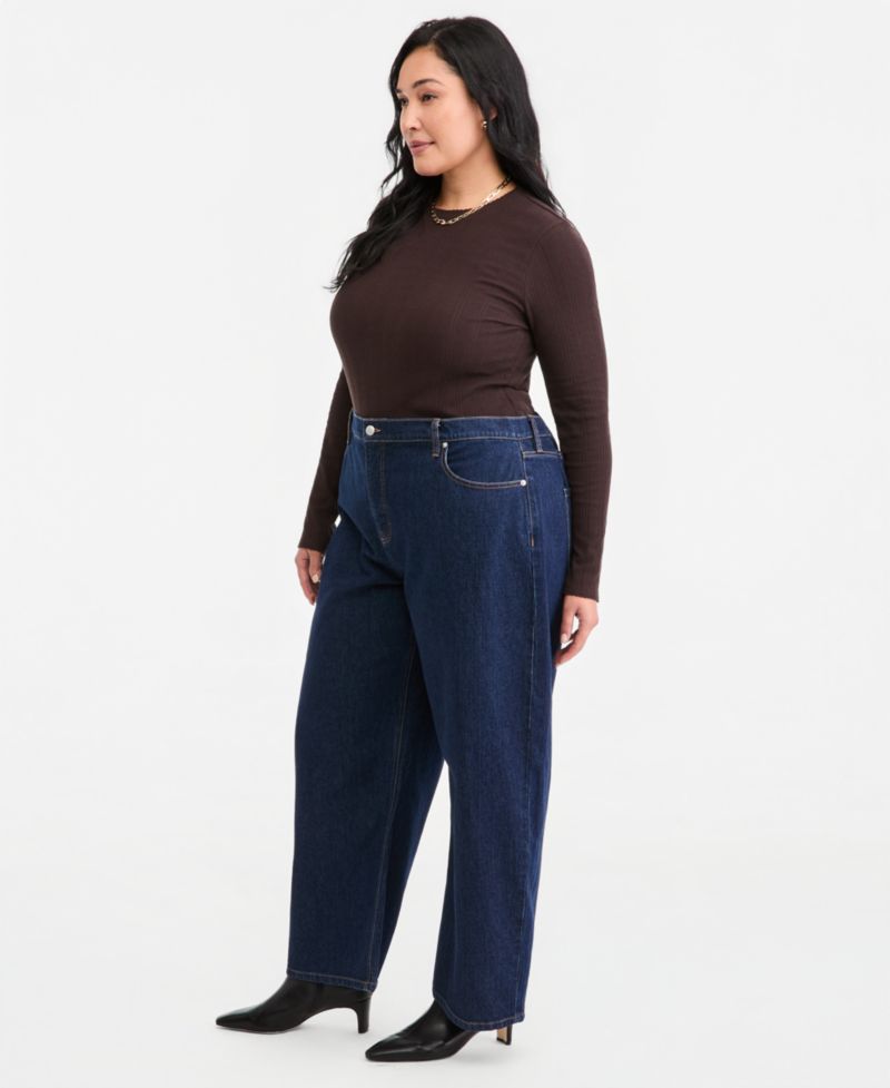 Plus Size Low-Curve Wide-Leg Mid-Rise Jeans