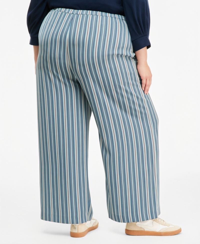Trendy Plus Size Twill Wide-Leg Pants