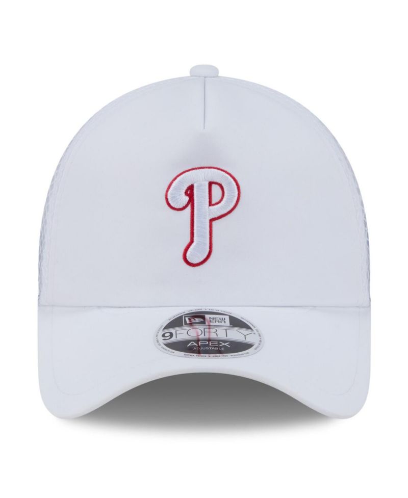 Men's White Philadelphia Phillies 2026 Batting Practice Apex 9FORTY Adjustable Trucker Hat