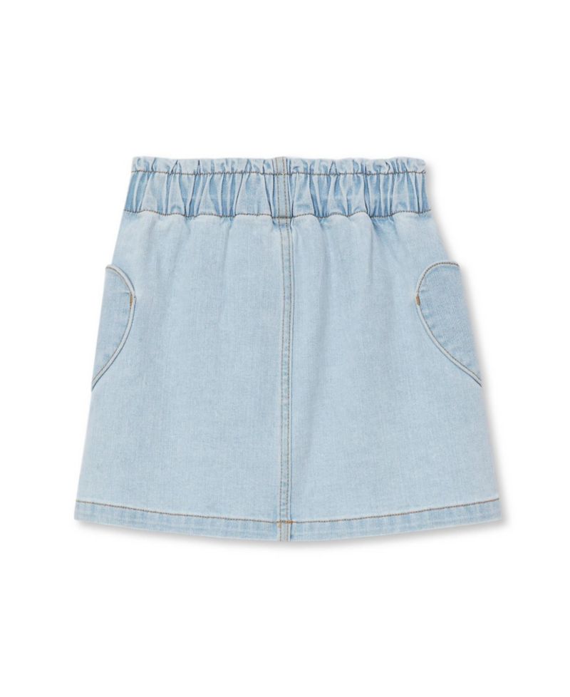 Girls' 4-16 Denim Heart-Shaped Cargo Pockets Elastic-Waist Skirt