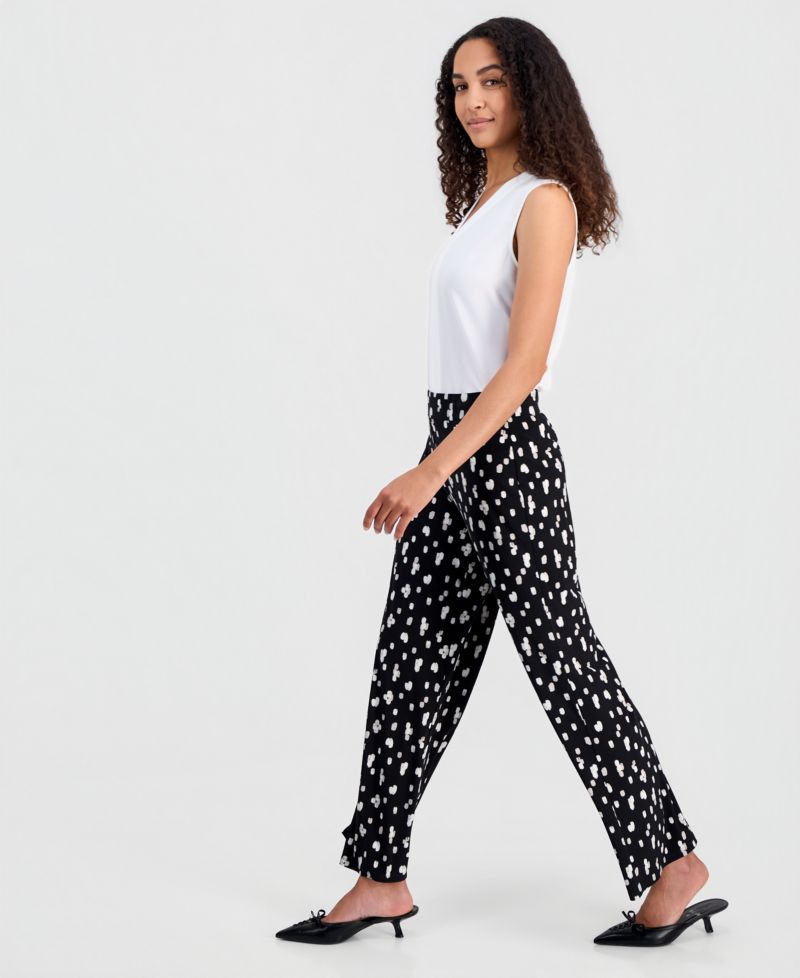 Women's Pull-On Printed Wide-Leg Soft Pants, Regular & Petite