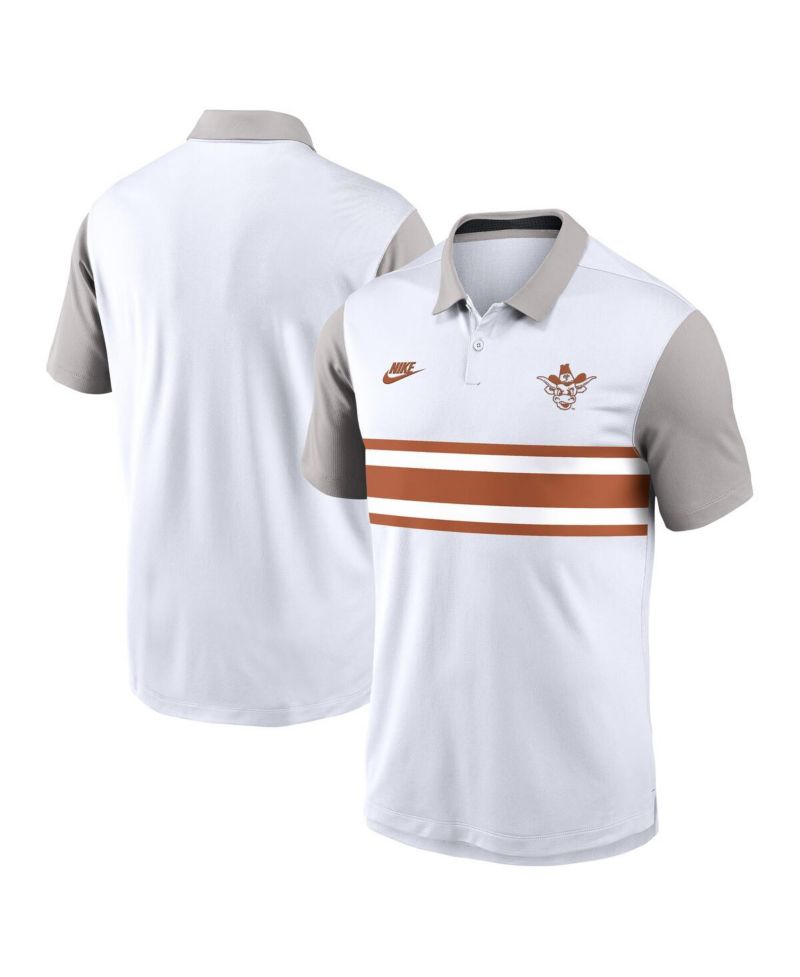 Men's White/Gray Texas Longhorns Athletic Prep Legacy Logo Vapor Performance Polo Shirt