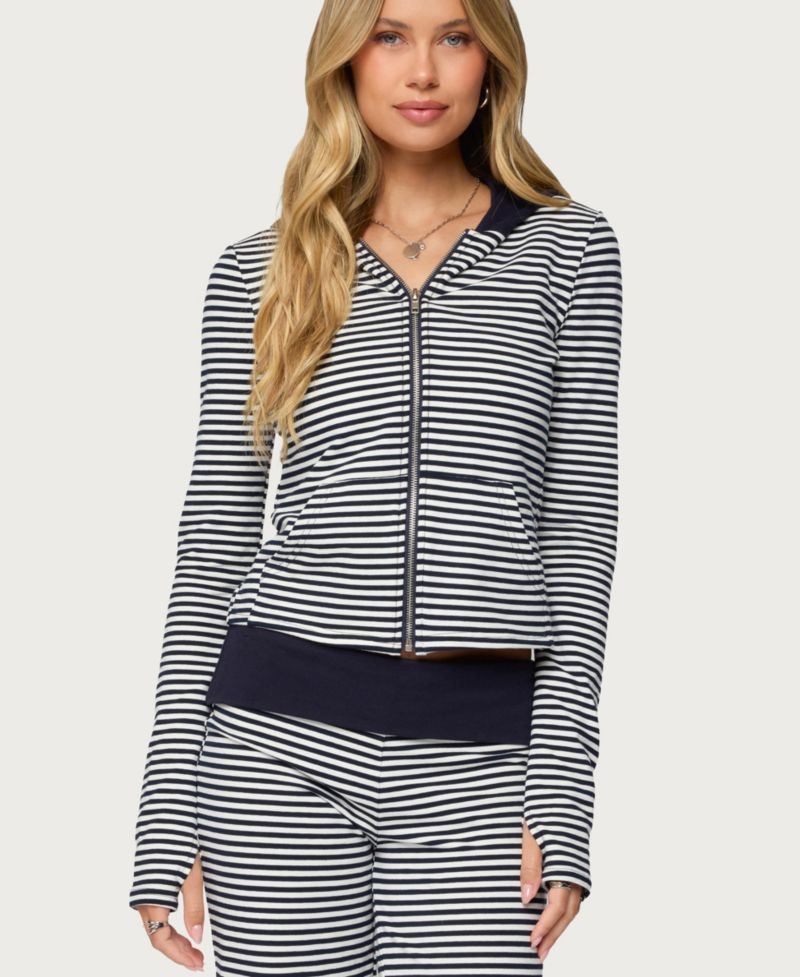 Women's Meggy Striped Zip Up Hoodie