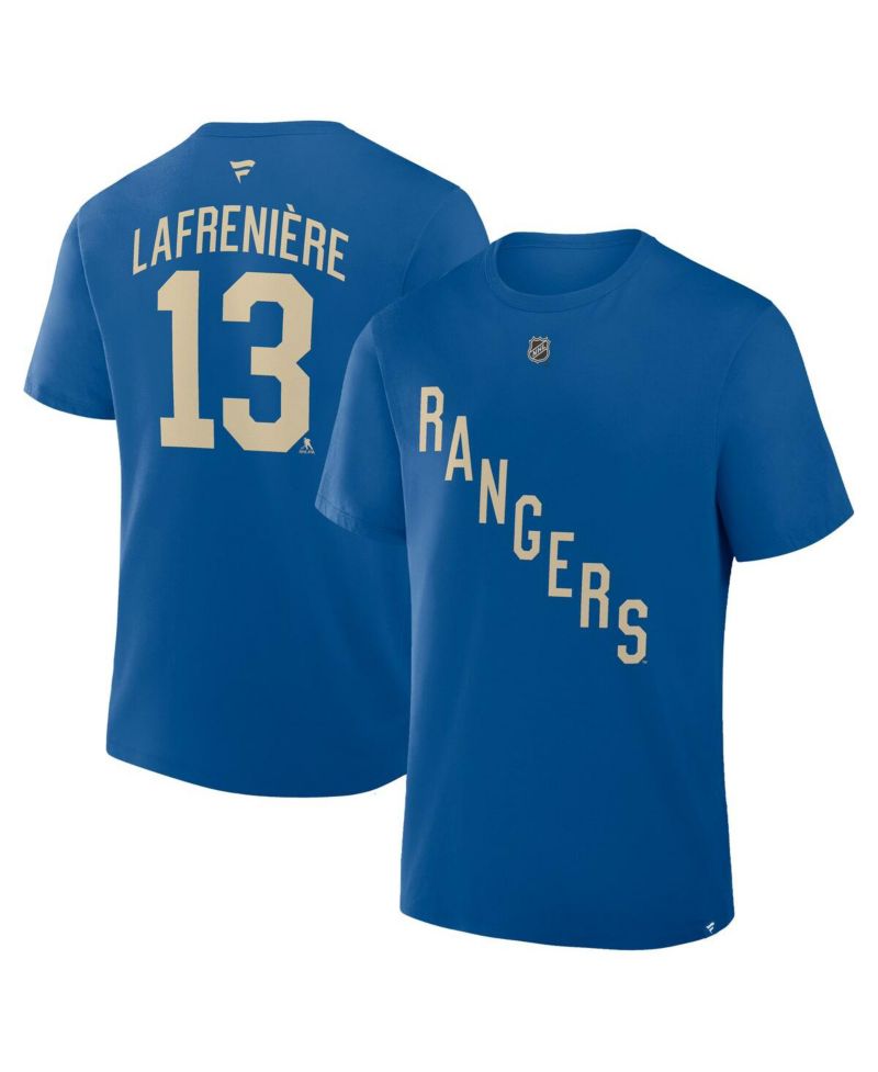 Men's Alexis Lafreni&egrave;re Blue New York Rangers Authentic Stack Name & Number T-Shirt