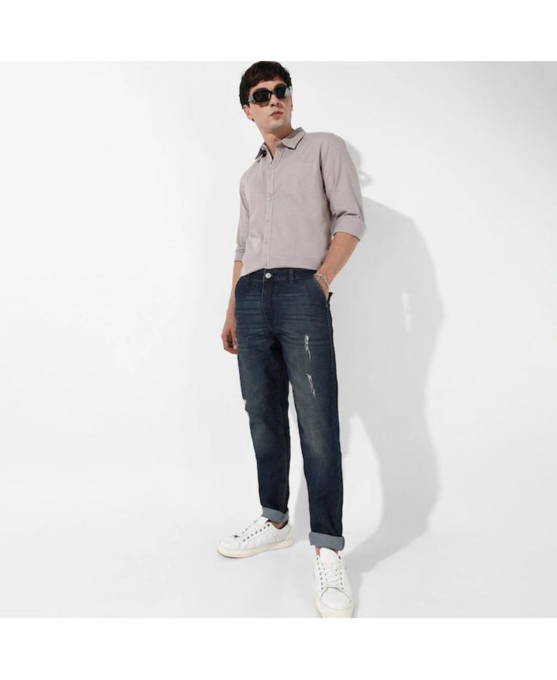 Men's Dark-Wash Carrot Fit Denim Jeans