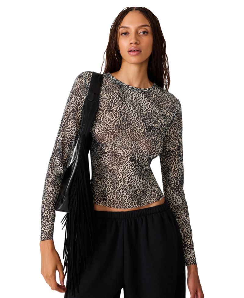 Women's Sandy Long-Sleeve Leopard-Print T-Shirt