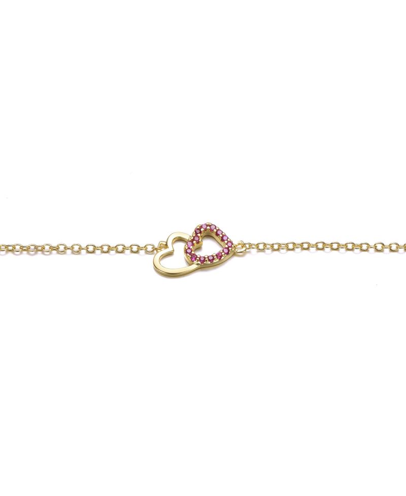 Kids 14K Gold Plated Cubic Zirconia Heart Entwined Bracelet